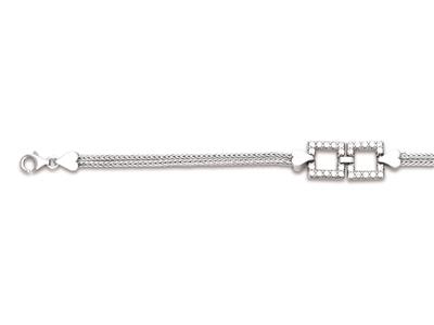 Armband Mit Quadratischen Motiven Und Zirkonia, 17+2 Cm, 925er Silber,rhodiniert - Standard Bild - 1