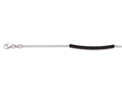 Schwarz Lackiertes Tube-armband, 173 Cm, 925er Silber, Rhodiniert
