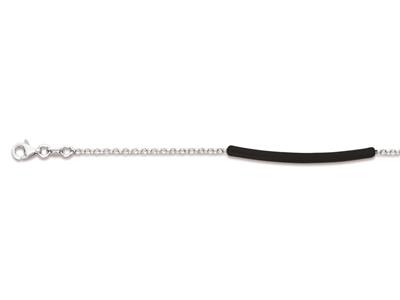 Schwarz Lackiertes Röhre-armband, 17+3 Cm, 925er Silber, Rhodiniert - Standard Bild - 1