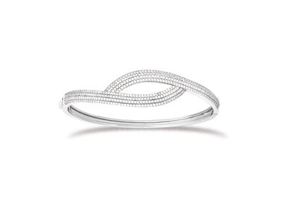 Armreif Fantasie 7 Mm, 56 Mm, 925er Silber, Rhodiniert