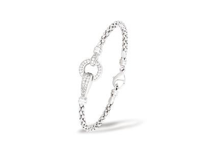 Popcorn Jonc Armband 3,5 Mm, Cz-verschluss, 60 X 50 Mm, Rhodiniertes 925er Silber - Standard Bild - 1