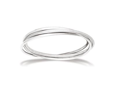 Armband Mit 3 Glatten Und Guillochierten 3-mm-strängen, 65 Mm, 925er Silber, Rhodiniert - Standard Bild - 1