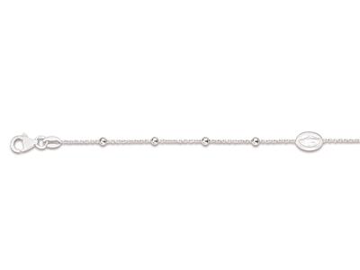Armband Wundertätige Jungfrau An Einer Kette Mit 6 Kugeln, 16-18,5 Cm, 925er Silber, Rhodiniert - Standard Bild - 2