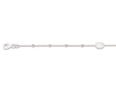 Armband Wunderbare Jungfrau An Einer Kette Mit 6 Kugeln, 16-18,5 Cm, 925er Silber, Rhodiniert - Standard Bild - 2