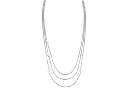 Halskette Tennis Cz, 3-reihige Popcorn-kette 1,8 MM Fallend, 534 Cm, 925er Silber Rhodiniert
