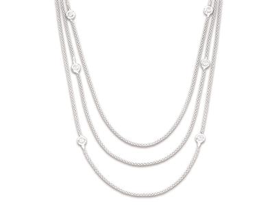 Halskette Tennis Cz, 3-reihige Popcorn-kette 1,8 MM Fallend, 53+4 Cm, 925er Silber Rhodiniert - Standard Bild - 2