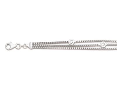 Tennisarmband Zirkonia, 3-reihige Popcornkette, 162 Cm, 925er Silber, Rhodiniert