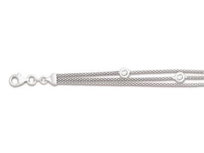 Tennisarmband Zirkonia, 3-reihige Popcorn-kette, 16+2 Cm, Silber 925rhodiniert - Standard Bild - 1