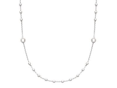 Halskette Aus Weißen Kristallen Und Kugeln, 89 Cm, 925er Silber, Rhodiniert - Standard Bild - 2