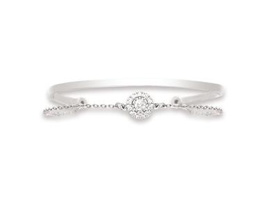 3 MM Spangenarmband Mit Kette, Motiv Mit Zirkonia, 925er Silber, Rhodiniert - Standard Bild - 1