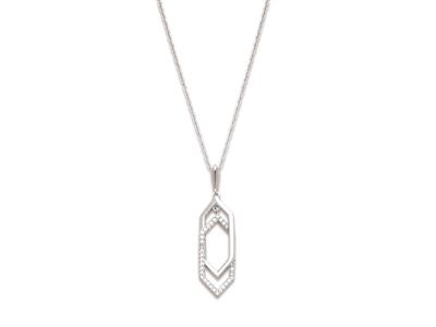 Halskette Mit Doppelmotiv Spitze 35mm Mit Zirkonen An Kette, 40-45 Cm , 925er Silber, Rhodiniert
