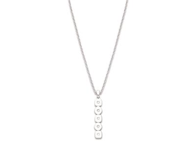Halskette Mit Anhänger Quadrate Undrunde 25 MM Mit Zirkonen, 40-45 Cm , 925er Silber, Rhodiniert