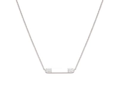 Halskette Linie Zirkoniumoxide 28 X 4 Mm, 40-45 Cm, 925er Silber, Rhodiniert