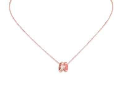 Halskette Mit Kreisanhänger 10 MM Mit Zirkonia Und Emaille, 40-45 Cm, 925er Silber, Rosafarben Plattiert