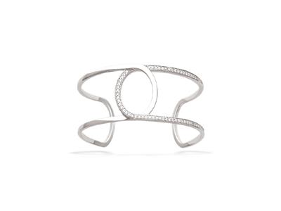 Armband Manschette Doppelschleife Mit Zirkonen 27 Mm, 60 X 48 Mm, Silber 925 Rhodiniert - Standard Bild - 1