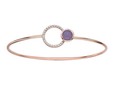 Armreif, Amethyst- Und Zirkonia-kreis, 58 X 48 Mm, 925er Silber, Roséfarben Plattiert