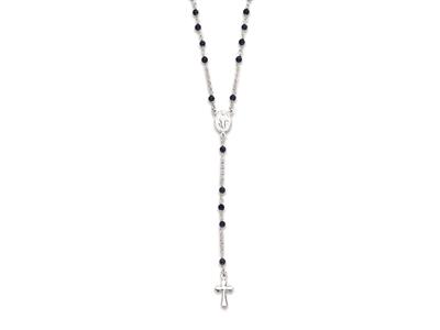 Rosenkranz Lapis Lazulis, 425 Cm, 925er Silber, Rhodiniert
