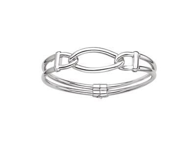 Armband Mit Offnendem Armreif, Gourmet-maschen, 58 X 48 Mm, Silber 925 Rh