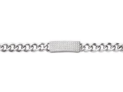 Mesh-armband Hohle Kordel, Platte Mit Zirkonia-oxid, Silber 925 Rh