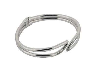 Armreif, Der Sich Hohl Offnen Lässt, Du Und Ich Mit Zirkonia, 58 X 48 Mm, Silber 925 Rh - Standard Bild - 3