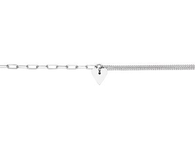 Herzarmband Mit Doppelter Maschenkette, 163 Cm, 925er Silber