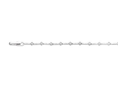 Linienarmband, Mit Quadratischen Kristallen Besetzt, 18,50 Cm, Silber 925 Rh