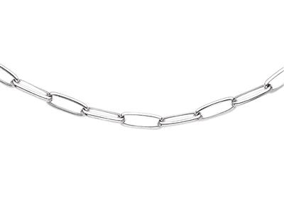 Halskette Aus Rechteckigem Netz, Runde Rohre, Klein, 50 Cm, Silber 925 Rh - Standard Bild - 1