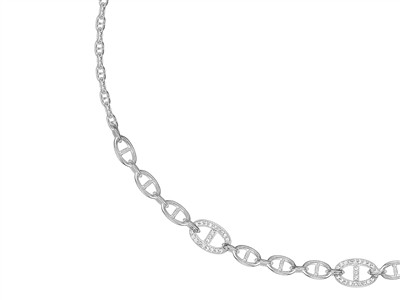 Coll Mailles Marines Alt 1/3 Oxydes De Z. Ag 925 43cm Msq - Standard Bild - 2