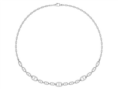 Coll Mailles Marines Alt 1/3 Oxydes De Z. Ag 925 43cm Msq - Standard Bild - 4