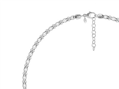 Coll Resille Oxydes De Z. Blancs Ag 925 Passive 48+5cm Msq Pds  Tot = 13,65gm - Standard Bild - 2