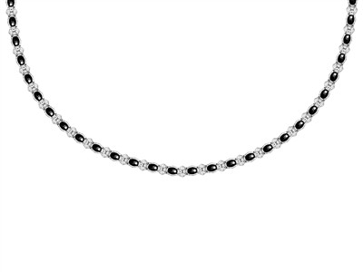 Coll Resille Oxydes De Z. Noirs Ag 925 Passive 48+5cm Msq Pds  Tot =13,65gm - Standard Bild - 1