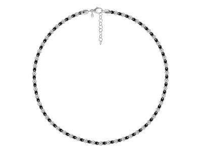 Coll Resille Oxydes De Z. Noirs Ag 925 Passive 48+5cm Msq Pds  Tot =13,65gm - Standard Bild - 2