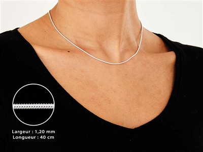 Schlangenkette Rund 1,2 Mm, 40 Cm, Silber 925 - Standard Bild - 3
