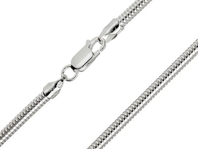 Schlangenkette Aus Sterlingsilber, Rund, 3,0mm, 45cm, Mit Echtheitsstempel