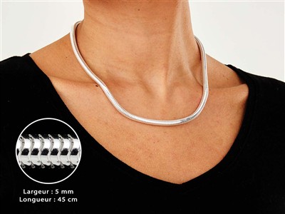 Schlangenkette Rund 5 MM 45cm, Silber 925 - Standard Bild - 3