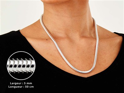 Schlangenkette Rund 5 MM 50cm, Silber 925 - Standard Bild - 3