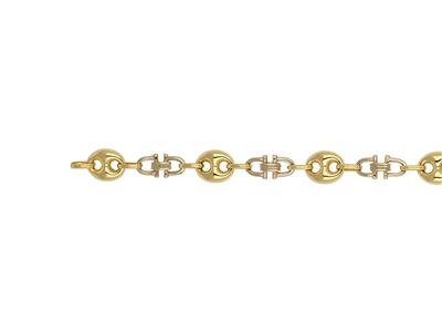 Fantasy-kette, Alternierend, Kaffeebohnen-glied 9,70 Mm, Bügel 7,10 Mm, Bicolor-gold 18k - Standard Bild - 2