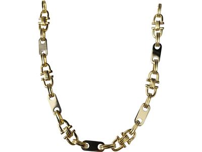 Kette Aus Fancy-mesh, Steigbügel-förmige Glieder, Bicolor-gold 18k