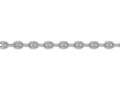 Kette Aus Massivem Kaffeebohnenglied 7,50 Mm, 18k Weißgold Bn. Ref. 01175 - Standard Bild - 3