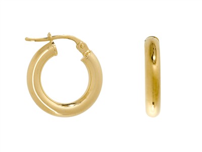 Creolen Rundrohr 2 Mm, Innenmaß 10 Mm, Gelbgold 14 Kt - Standard Bild - 1