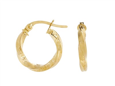 Creolen Gedrehtes Rohr 2,30 Mm, Innenmaß 10 Mm, Gelbgold 14 Kt - Standard Bild - 1