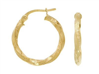 Creolen Gedrehtes Rohr 2,30 Mm, Innenmaß 15 Mm, Gelbgold 14 Kt - Standard Bild - 1