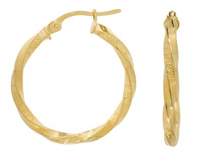 Creolen Gedrehtes Rohr 2,30 Mm, Innenmaß 20 Mm, Gelbgold 14 Kt - Standard Bild - 1