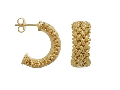 Halbcreolen Russische Glieder Hohl 8,50 Mm, Gelbgold 14 Kt - Standard Bild - 1