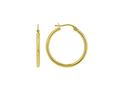 Creolen Rundrohr 2 Mm, Innenmaß 20 Mm, Gelbgold 14 Kt - Standard Bild - 1