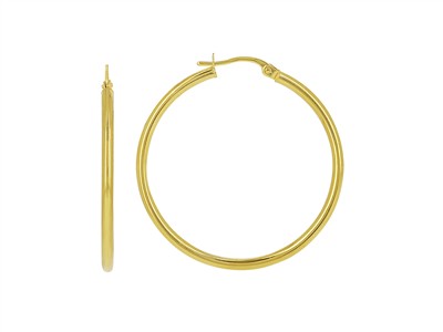 Creolen Rundrohr 2 Mm, Innenmaß 30 Mm, Gelbgold 14 Kt - Standard Bild - 1