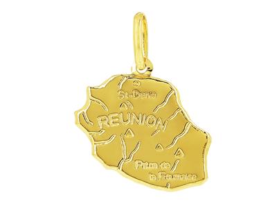 Anhänger Karte Von La Réunion, 22 X 17 Mm, 18k Gelbgold