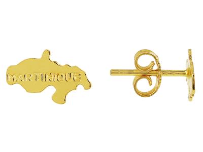 Ohrringe Karte Von Martinique, 8 X 12 Mm, Gelbgold 750 - Standard Bild - 1
