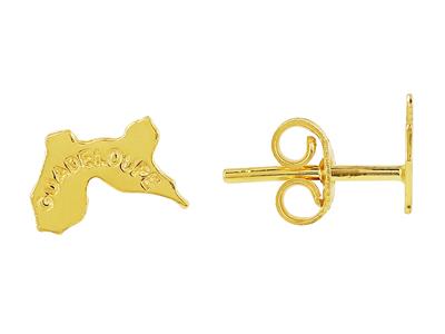 Ohrringe Karte Von Guadeloupe, 6 X 9 Mm, Gelbgold 750 - Standard Bild - 1