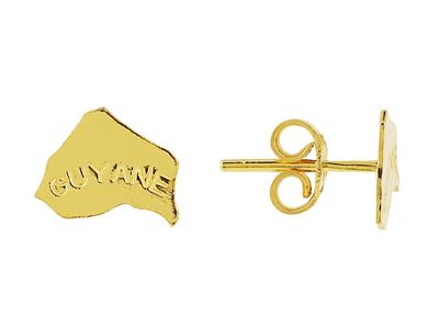 Ohrringe Karte Von Guyana, 9 X 10 Mm, Gelbgold 750 - Standard Bild - 1